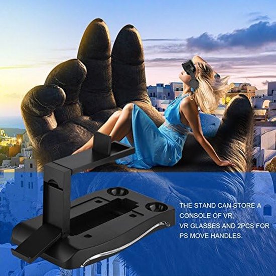 Laadstation voor VR, 4-in-1 VR-headset met 2 gamepad-controllers, laadstandaard voor VR PS Move — afbeelding 2