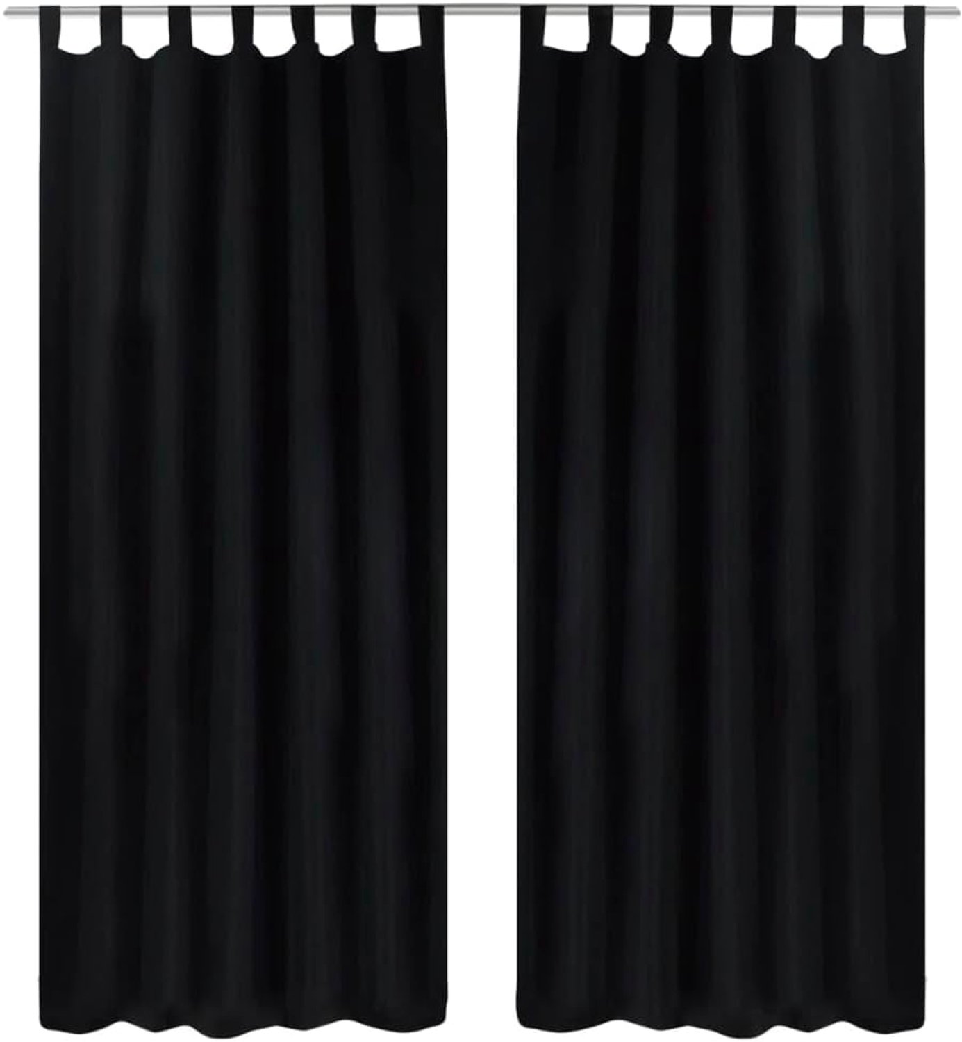 Gordijnen, 2-delig, 140 x 225 cm, zwart, polyester gordijnen voor woonkamer en slaapkamer, met band, lichtdoorlatend en inkijkbescherming, elegant interieurontwerp