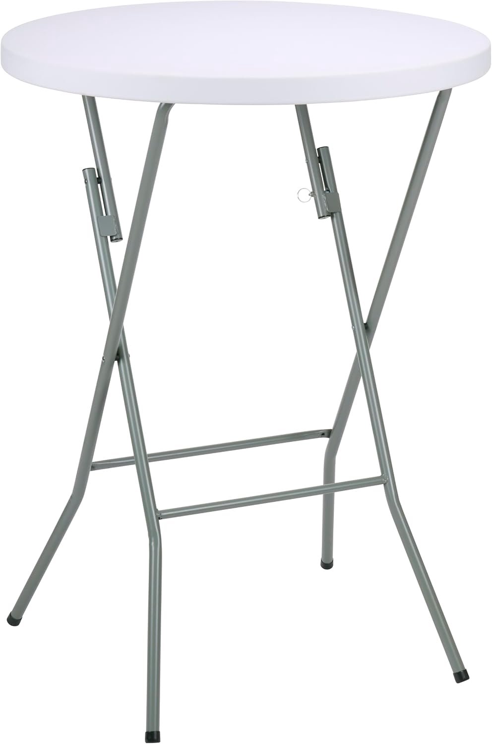 Inklapbaar rond Ø80x110 cm wit - bartafel met stalen frame en veiligheidsvergrendeling - statafel opvouwbaar metaal - evenementtafel terras tuin balkon