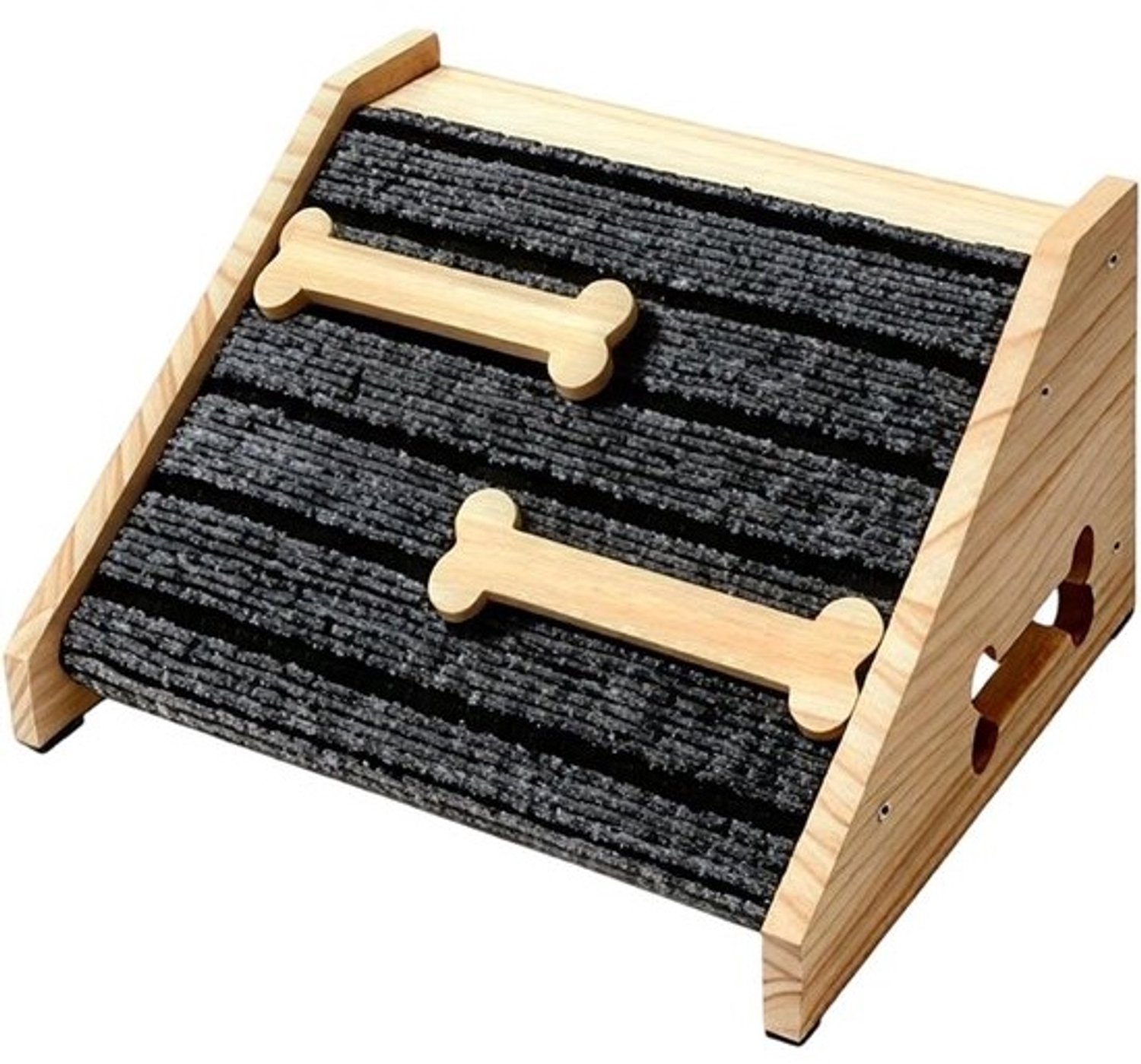 Oprijhelling voor honden - Trapje voor huisdieren - Veilige toegang - Viltkussens met antislip - 30x15x25 cm - Houtkleur