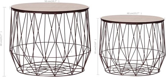 2 stuks salontafel, bijzettafel, bijzettafel, bijzettafel, salontafel, bijzettafel, koper, voor woonkamer, slaapkamer, studeerkamer — afbeelding 2