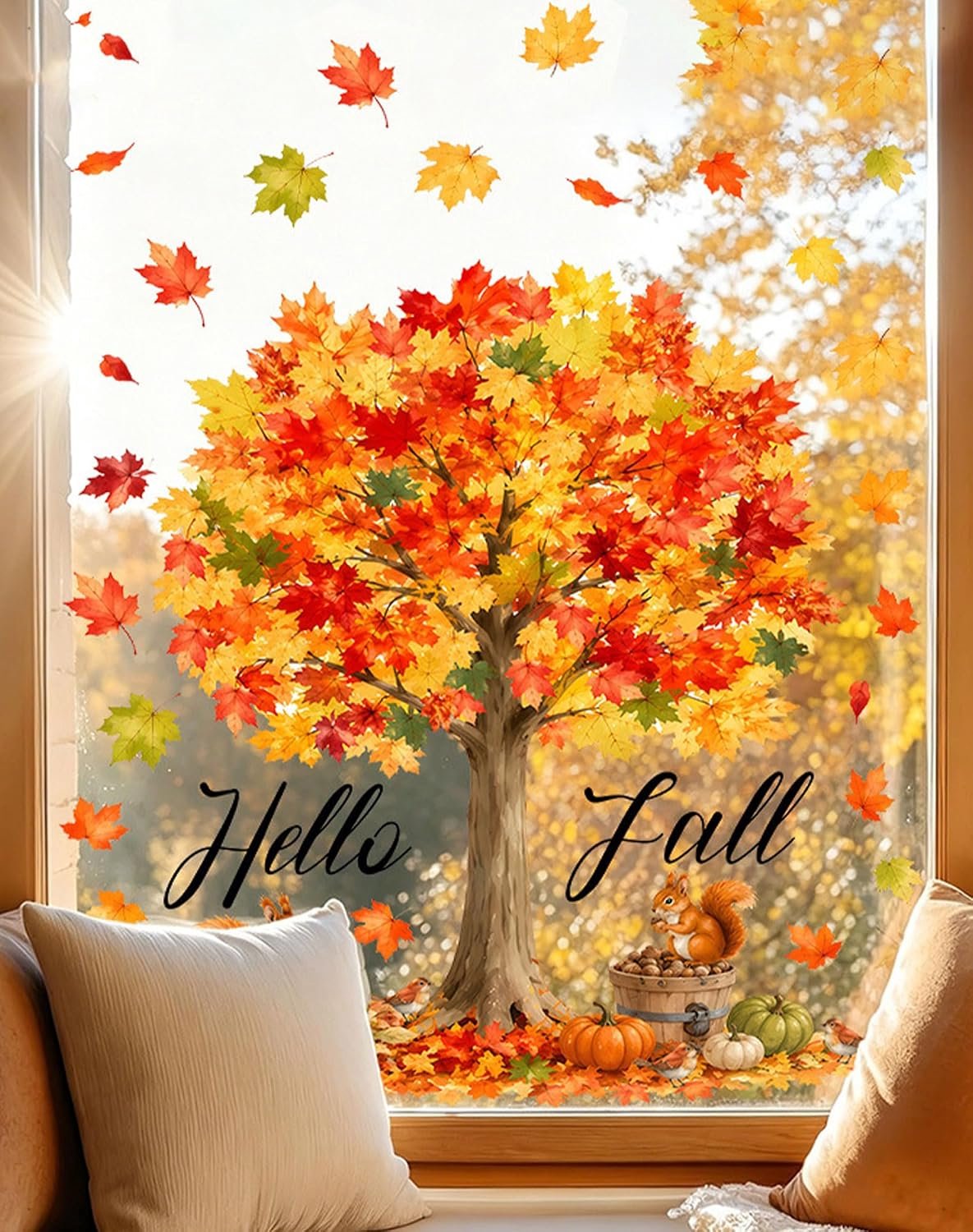 Herfstraamdecoraties met esdoornmotieven voor een warme blikvanger in woon- en entreegedeelten, kleurrijke herfstmotieven, 6 vellen