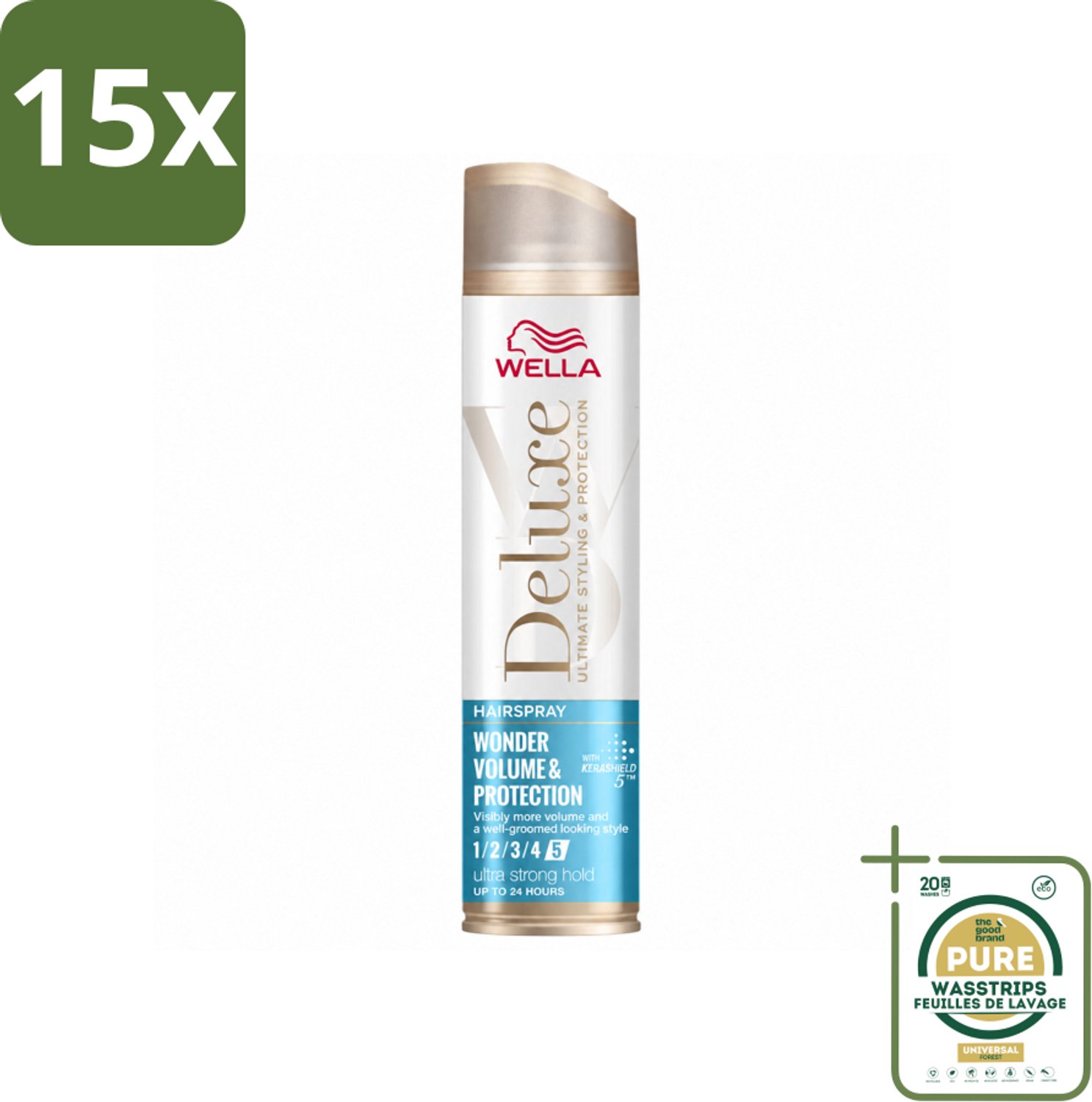 15 x Wella – Deluxe Volume & Protection – Haarspray – 250 ml - Wasstrips - Haarspray - Volume - Bescherming - UV Bescherming - Anti-pluis