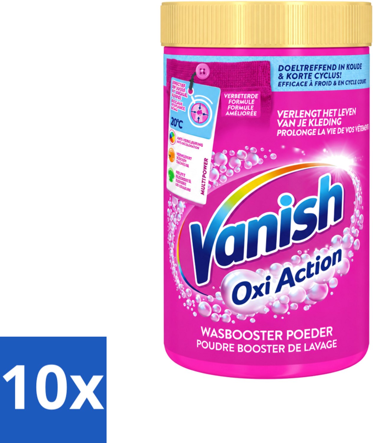 10 x Vanish Oxi Action - Vlekkenverwijderaar - Wasbooster - Gekleurde Was - 1.5 Kg - Voordeelverpakking - 10 stuks