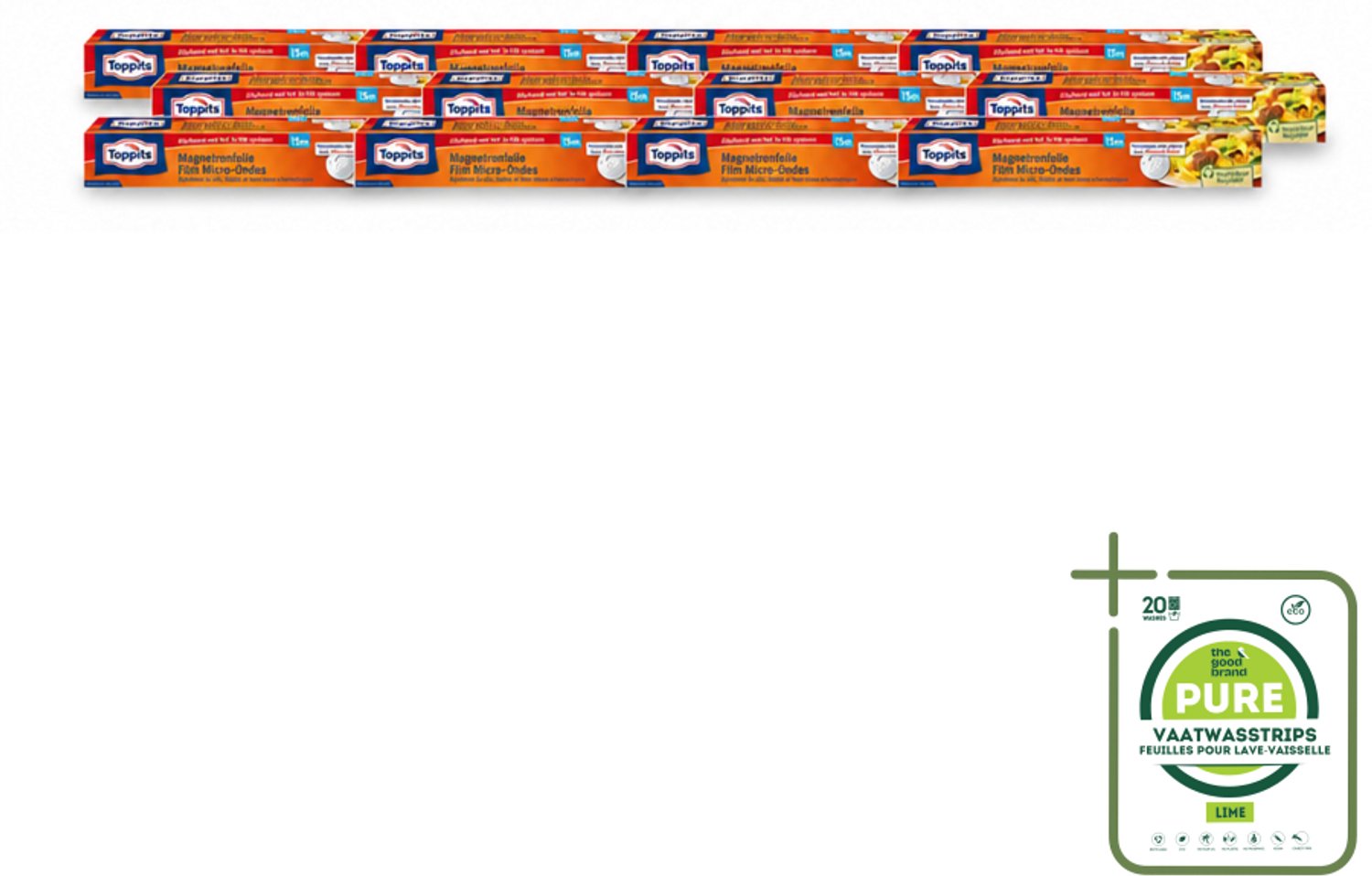 12 x Toppits – Magnetronfolie – 15 m - Grootverpakking - Vaatwasstrips - Microgolffolie - Vochtregulerende Gaatjes - Uitdroging Voorkomen - Condensvorming Verminderen - Zelfklevend