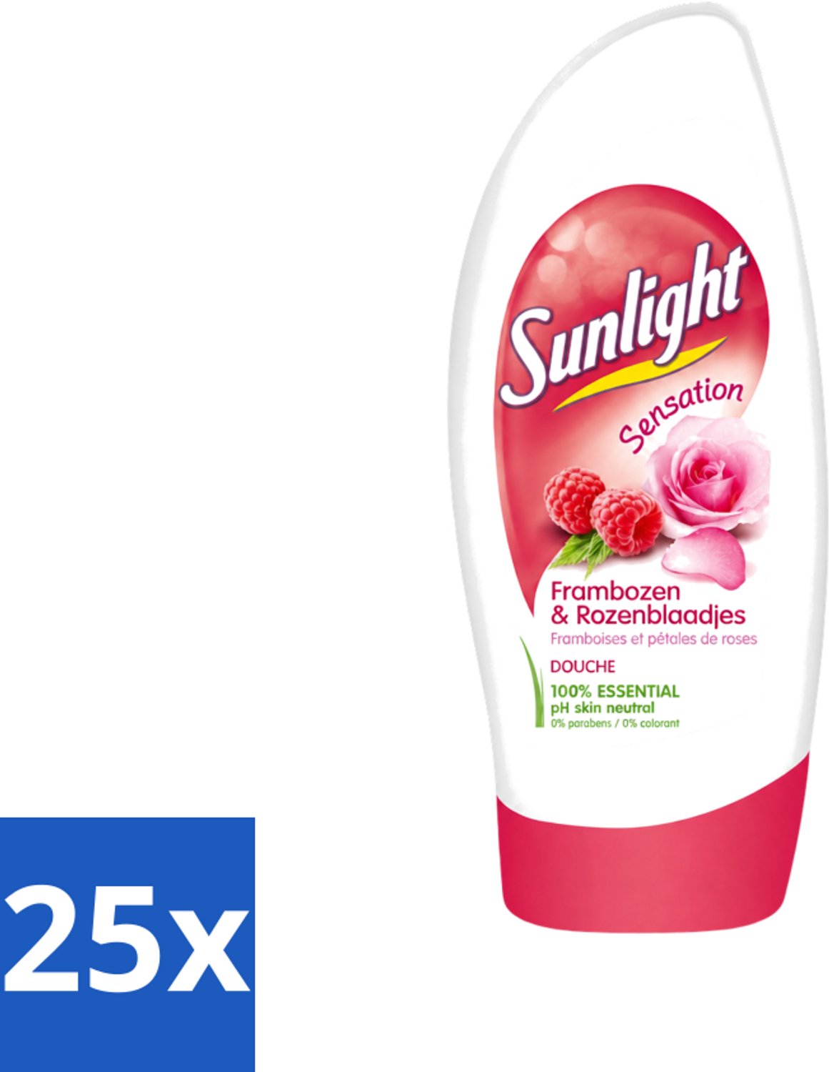 25 x Sunlight - Douchegel - PH Neutraal - Rozen En Frambozen - 250 ml - Voordeelverpakking - 25 stuks