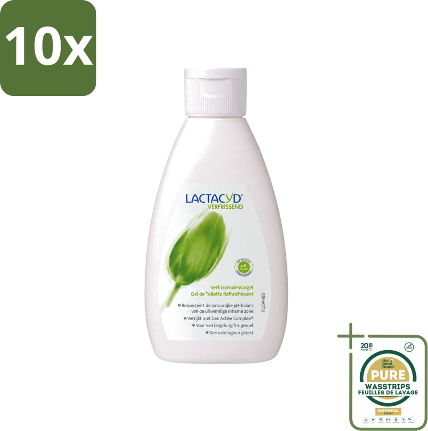 10 x Lactacyd – Verfrissende Wasgel - 200 m - Wasstrips - Intieme Wasgel - Frisse Geur - Geurtjes Bestrijding - Melkzuur - Menthol