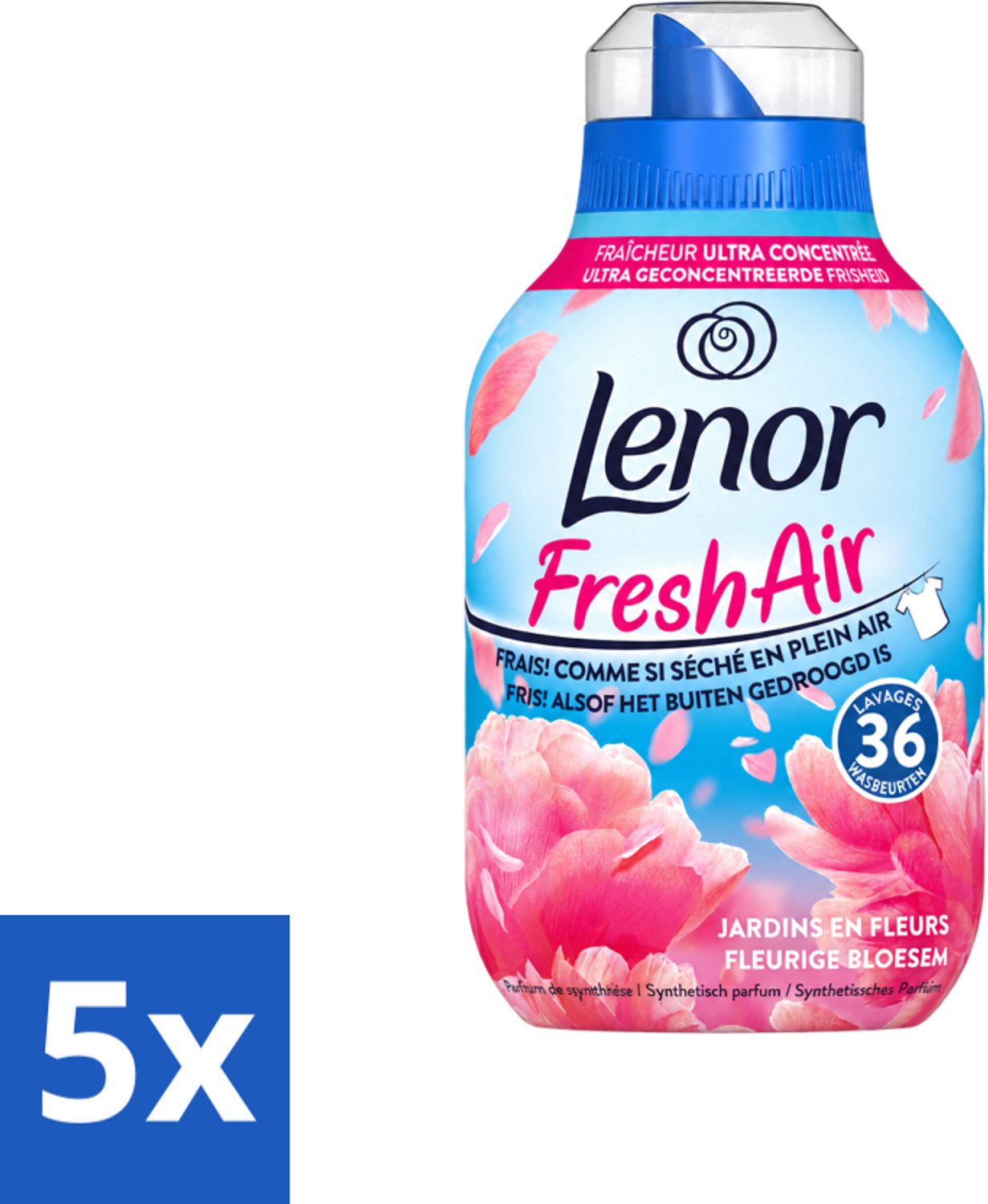 5 x Lenor - Wasverzachter - Fresh Air - Fleurige Bloesem - 36 Wasbeurten - Voordeelverpakking - 5 stuks