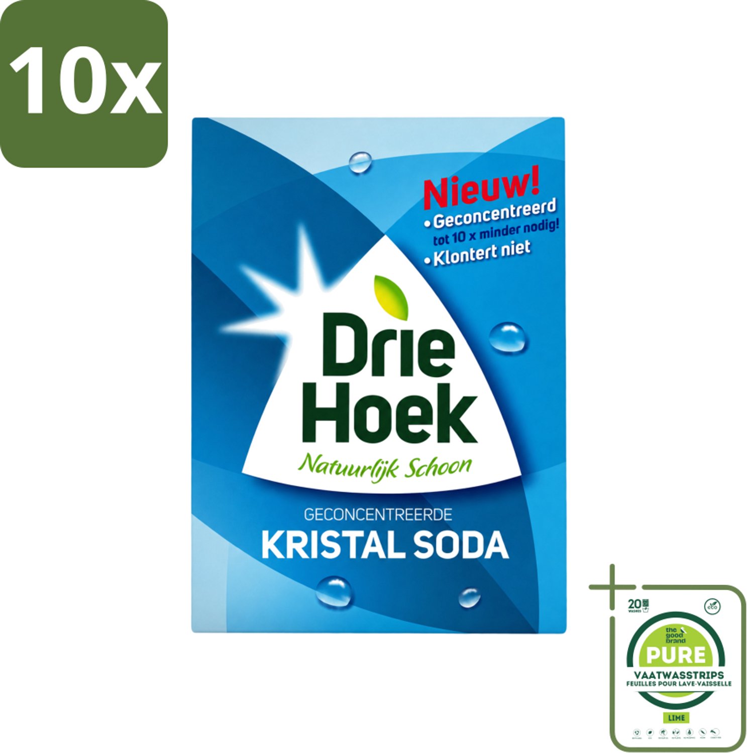 10 x Driehoek – Kristal Soda – 600 gr - Grootverpakking - Vaatwasstrips - Schoonmaakmiddel - Kristal Soda - Vuil Verwijderen - Geuren Verwijderen - Afvoer Reinigen