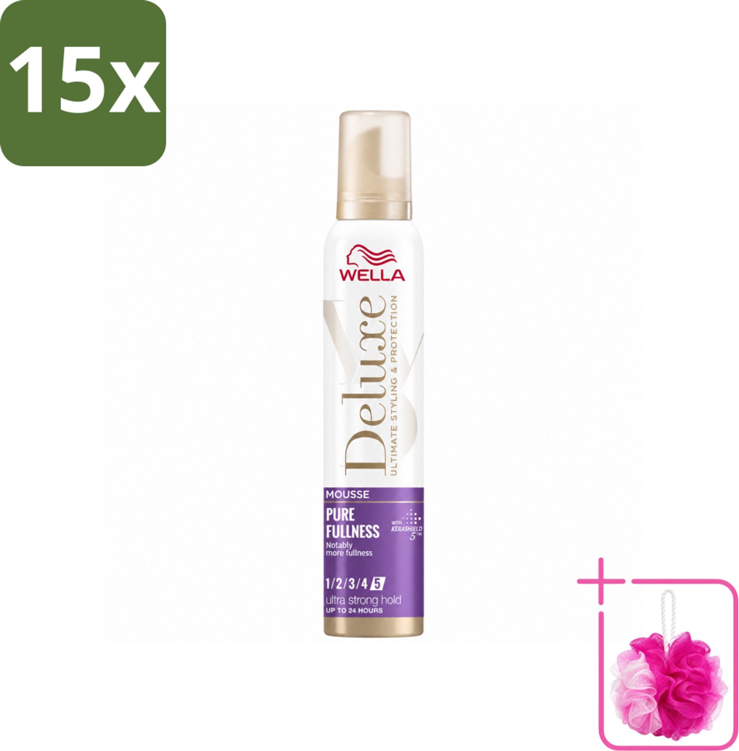 15 x Wella – Deluxe Pure Fullness – Haarmousse – 200 ml - Bulkverpakking - Haarmousse - Douchemop - Volume