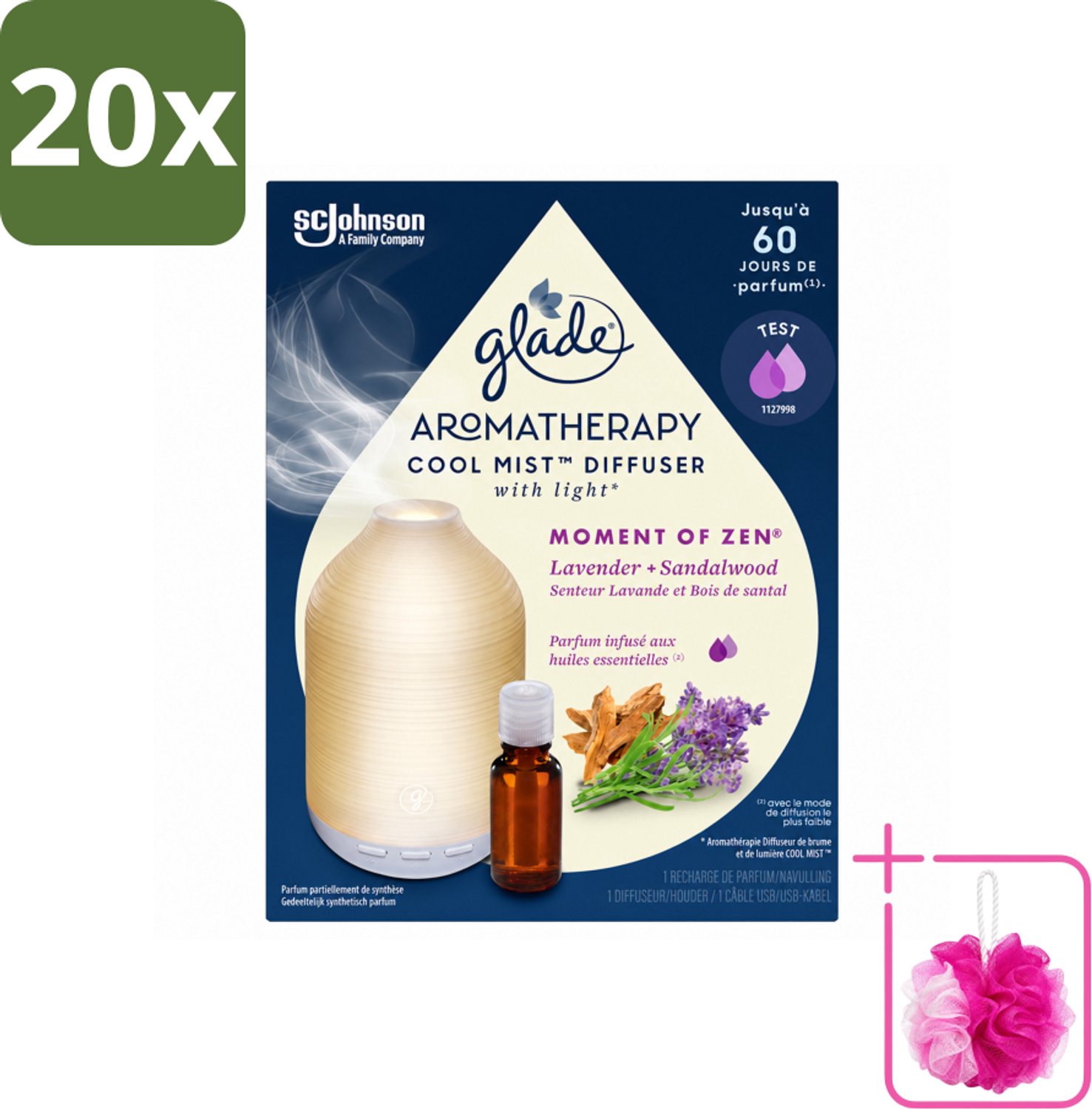 20 x Glade – Aromatherapy Mist Diffuser – Starterpakket – Houder + Moment of Zen Navulling - 17,4 ml - Bulkverpakking - Aromatherapie - Douchemop - Ontspanning