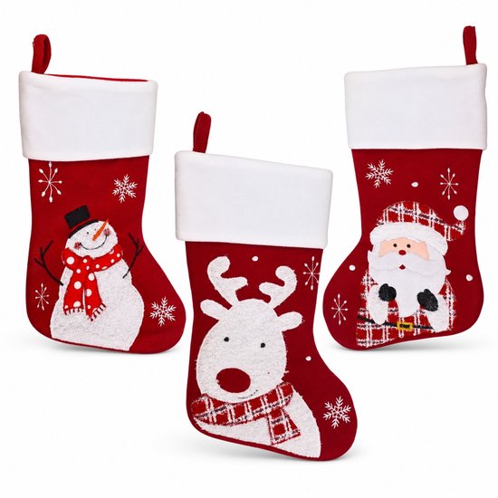 Kerstsokken om op te hangen, set van 3 (40 cm)
