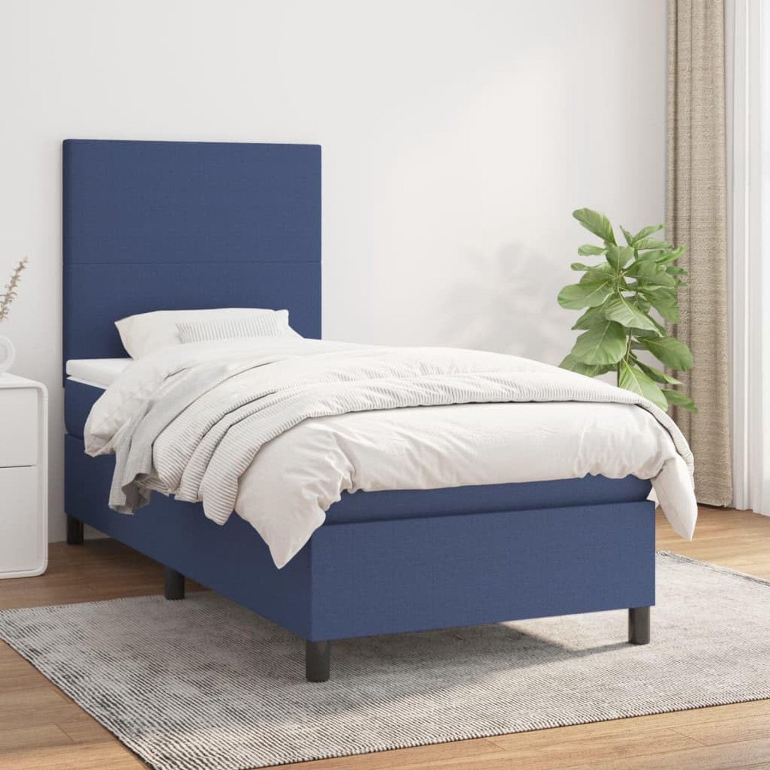 Ademende stof verstelbaar hoofdbord pocketvering matras Blauw 80x200 cm