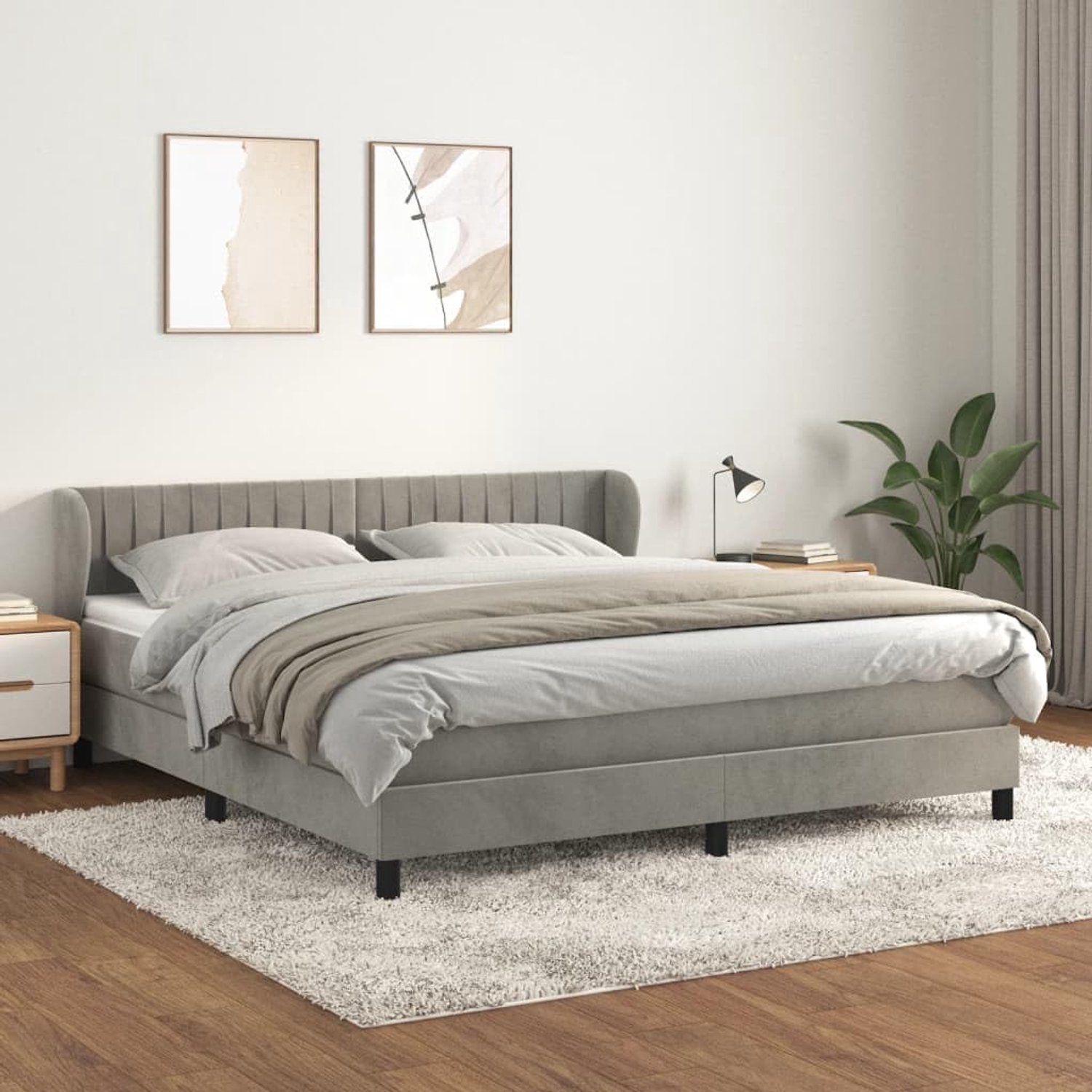 Boxspring Verstelbaar Hoofdbord Pocketvering Lichtgrijs 180x200 cm