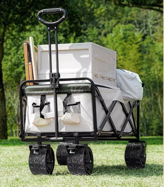 Opvouwbare tuinkar met 4 strandwielen - draagbare festivalwagen op wielen voor outdoor-evenementen, camping en strandplezier — afbeelding 5