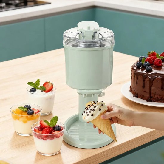 Cherrys Finds - Elektrische IJsmachine - IJsmachine - IJsmaker - Softijs Machine Voor Thuis - Huishoudelijke Automatische Ijsmachine - 20W - 220V - 1L - Groen — afbeelding 2