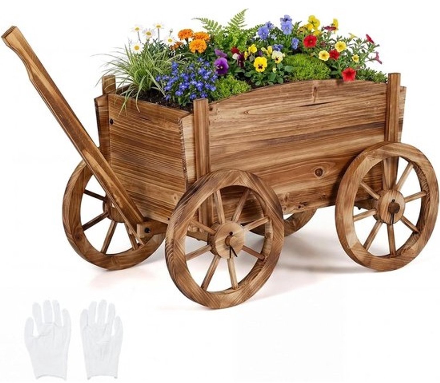 Bloemenwagen voor de tuin - Plantentrolley - Planten verplaatsen - Verstelbare handgreep - 78 x 45 x 72 cm - Koffie