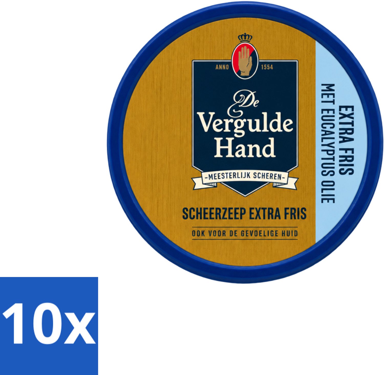 10 x Vergulde Hand - Scheerzeeptablet - Extra Fris - 75 gr - Voordeelverpakking - 10 stuks
