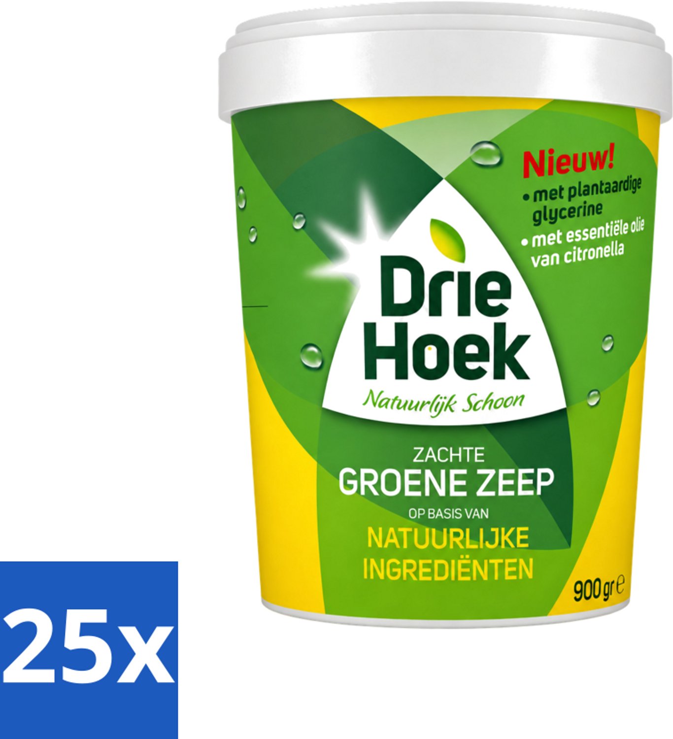 25 x Driehoek – Zachte Zeep – Groene Zeep – 900 gr - Voordeelverpakking - 25 stuks