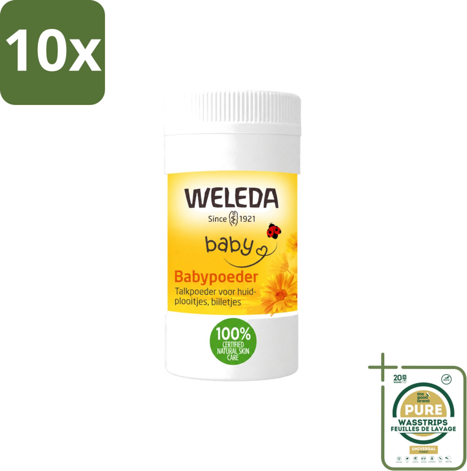 10 x WELEDA - Babypoeder - Baby & Kind Calendula - 20 g - Wasstrips - Babyhuid Verzorging - Babyhuid Poeder - Calendula Poeder - Natuurlijke Babyhuid Verzorging - Babyhuid Absorberen