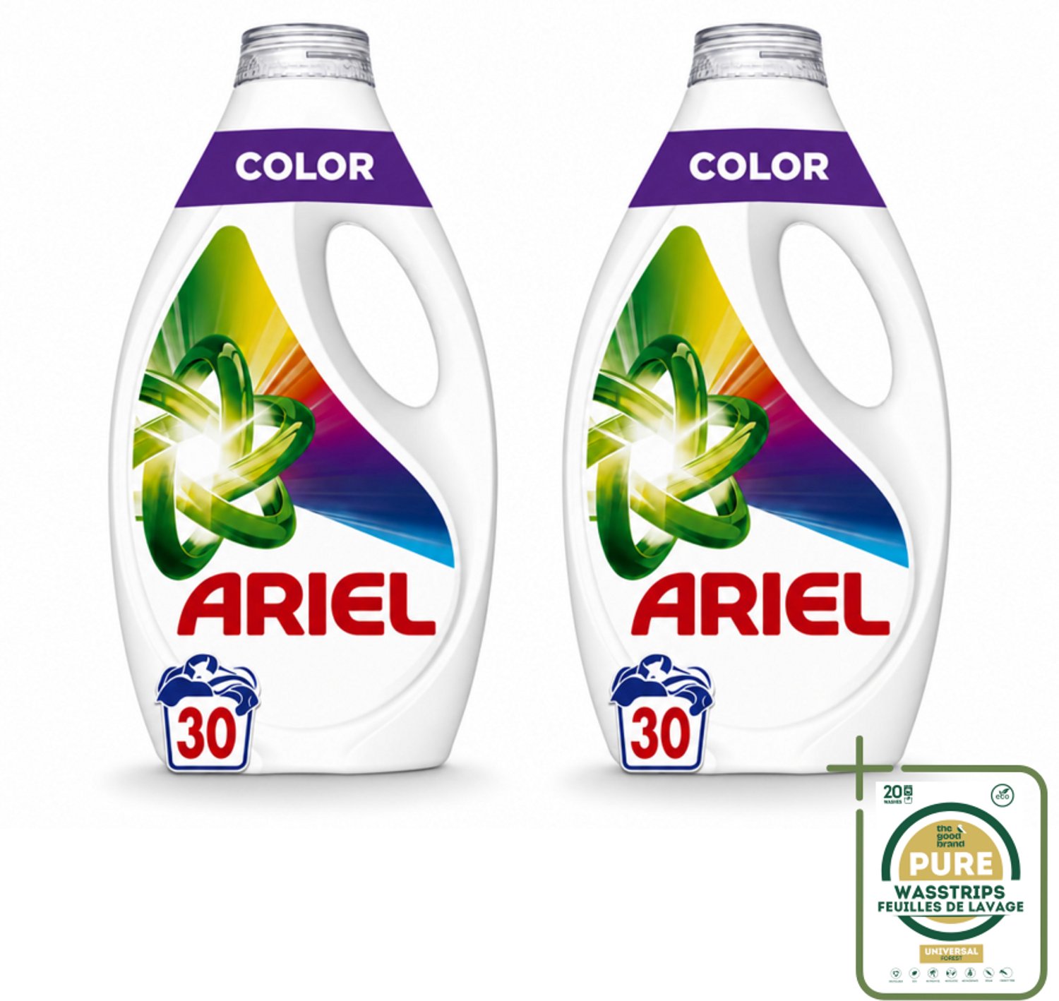 2 x Ariel - Vloeibaar Wasmiddel - Color - 30 Wasbeurten - 1350 ml - Wasstrips - Kleurbehoud - Vlekverwijdering - Vloeibaar Wasmiddel - Wasmiddel Voor Gekleurde Kleding - Wasmiddel Voor Vlekken