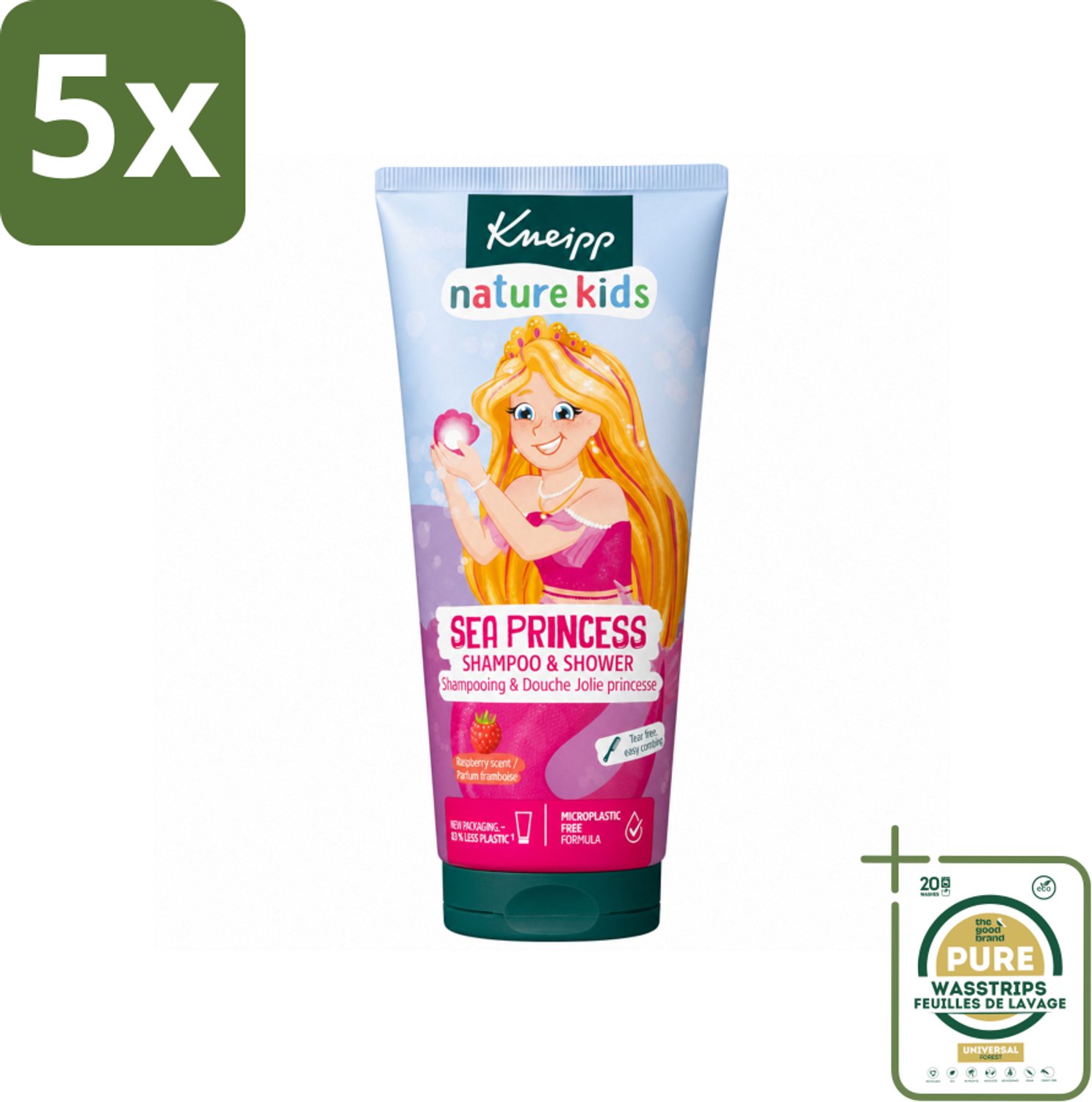 5 x Kneipp - Shampoo & Douche - Prinsessen - 200 ml - Wasstrips - Kneipp Kids Prinsessen - Shampoo En Douche - Geurige Douche - Gevoelige Huid - Kinderbad