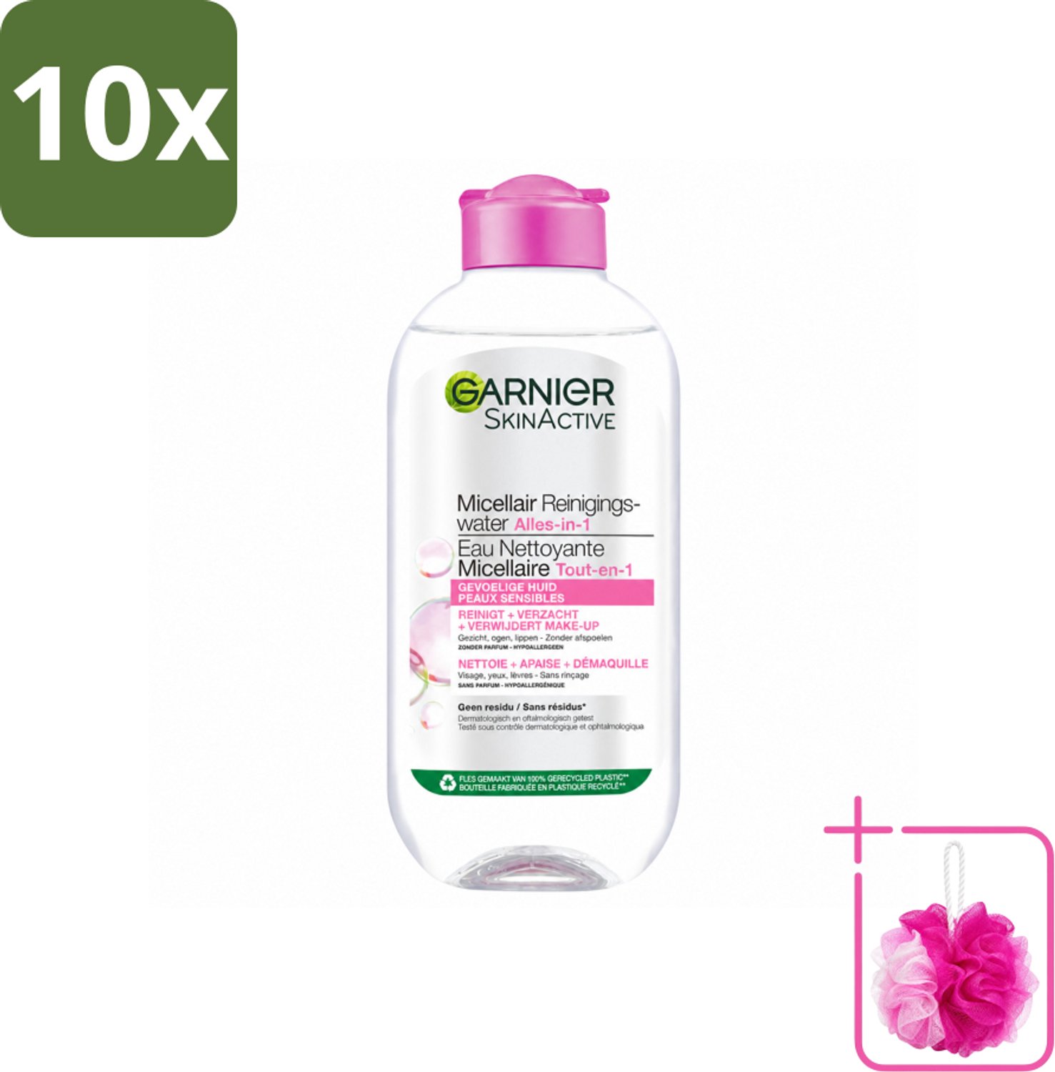 10 x Garnier - SkinActive - Micellair Water - Gevoelige Huid - Gezichtsreiniger - 200 ml - Bulkverpakking - Gevoelige huid - Douchemop - Gezichtsreiniger