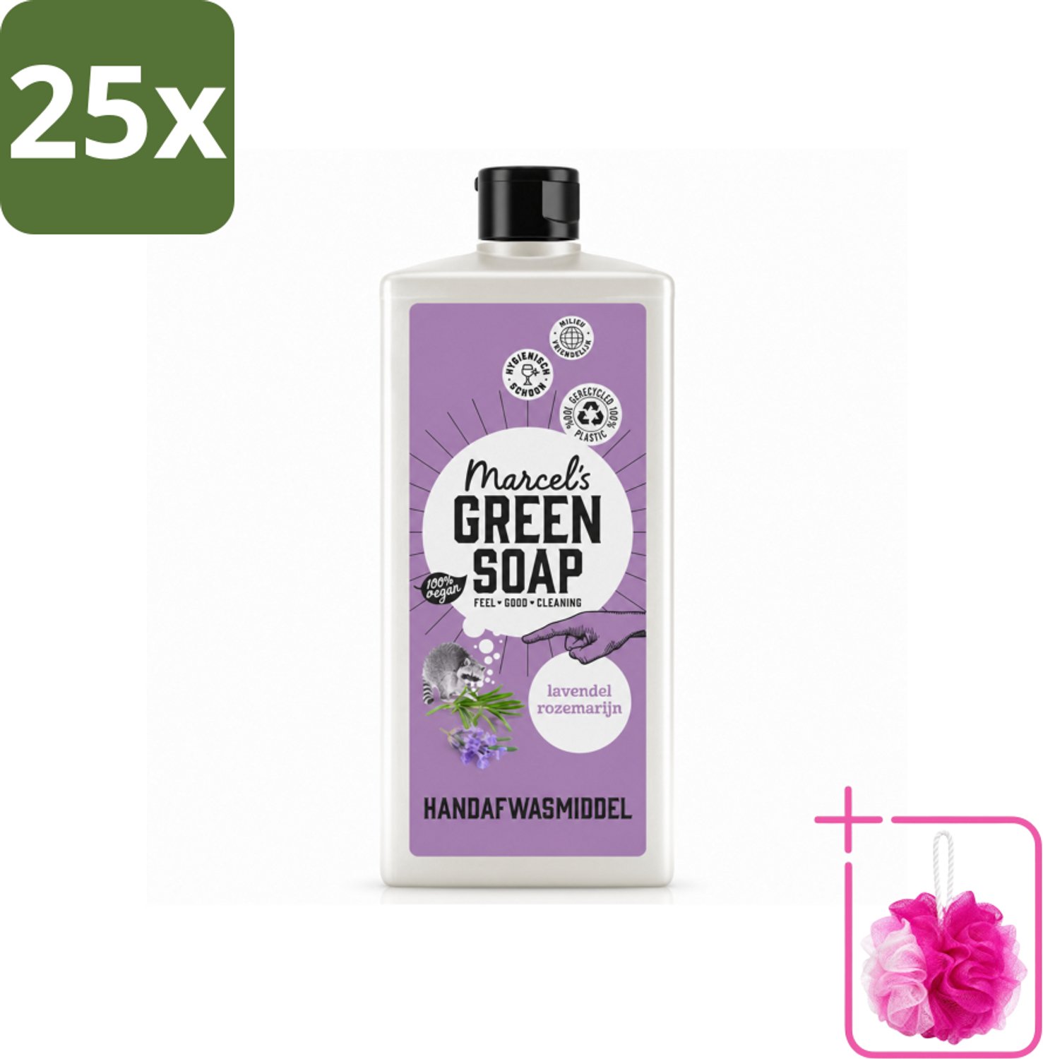 25 x Marcel's Green Soap - Afwasmiddel - Lavendel & Rosemarijn - Voor dagelijks gebruik - 500 ml - Bulkverpakking - Afwasmiddel - Douchemop - Natuurlijke afwas