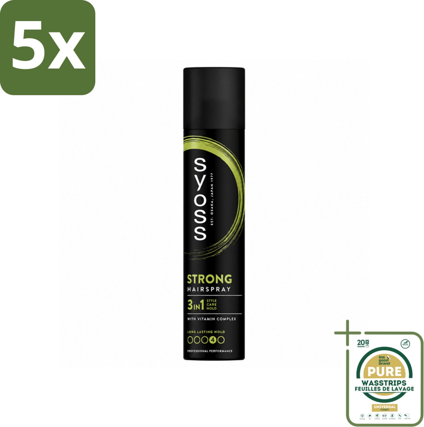 5 x Syoss - Strong Hold - Haarspray - Sterke Fixatie - 300 ml - Wasstrips - Haarspray - Sterke Fixatie - Styling - Haarverzorging - Haarherstel