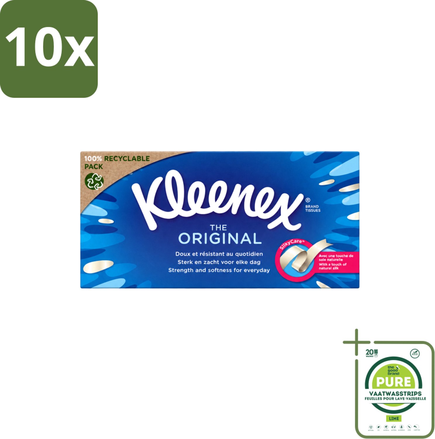 10 x Kleenex - Tissues - The Original - Voor Dagelijks Gebruik - 72 Stuks - Grootverpakking - Vaatwasstrips - Tissue - Neusdoek - Zachte Tissue - Gezin - Verkoudheid