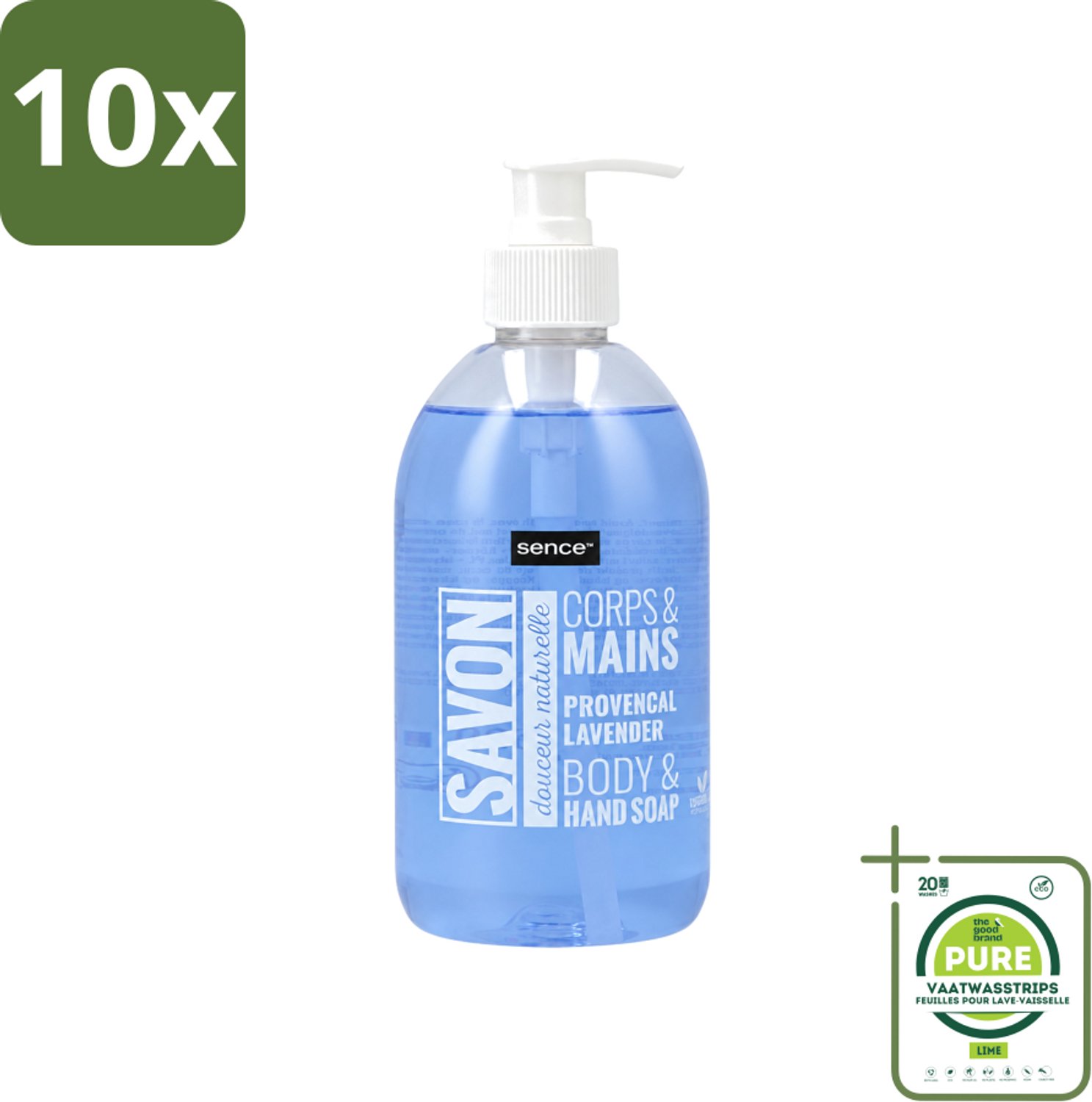 10 x Sence - Provencal Lavendel - Handzeep - Savon - 500 ml - Grootverpakking - Vaatwasstrips - Handzeep - Lavendel - Handen Reinigen - Zachte Handen - Kalmerende Geur
