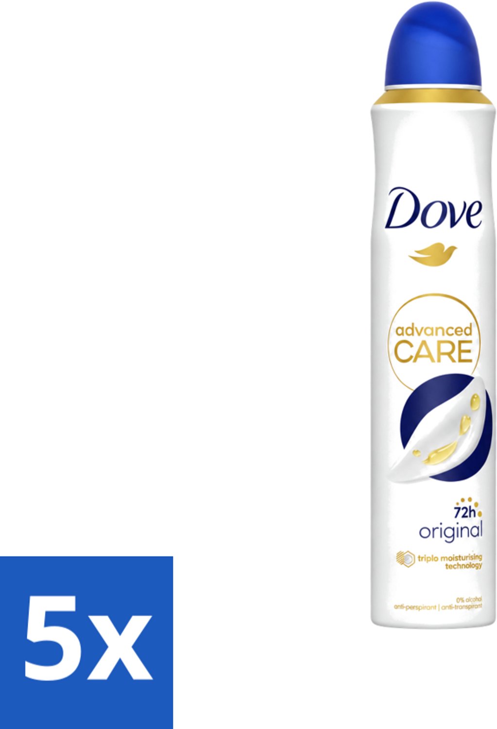 5 x Dove - Deodorant - Spray Advanced Care - Frisse en langdurige bescherming - 200 ml - Voordeelverpakking - 5 stuks