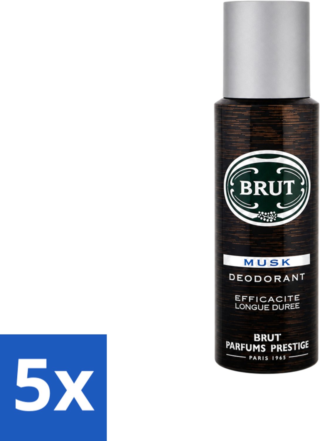 5 x Brut - Deodorant - Spray - Musk - Klassieke mannengeur - 200ml - Voordeelverpakking - 5 stuks
