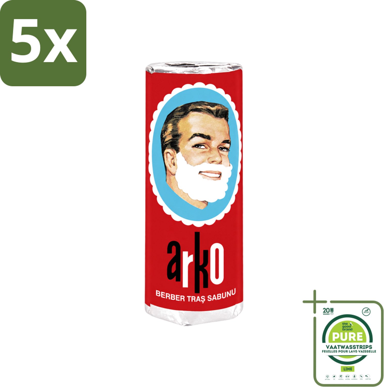 5 x Arko - Scheerzeep - Verzorgt en Beschermt de Huid - 75 ml - Grootverpakking - Vaatwasstrips - Scheerzeep - Schuim - Traditioneel Scheren - Scheermes Bescherming - Turkse Scheerzeep