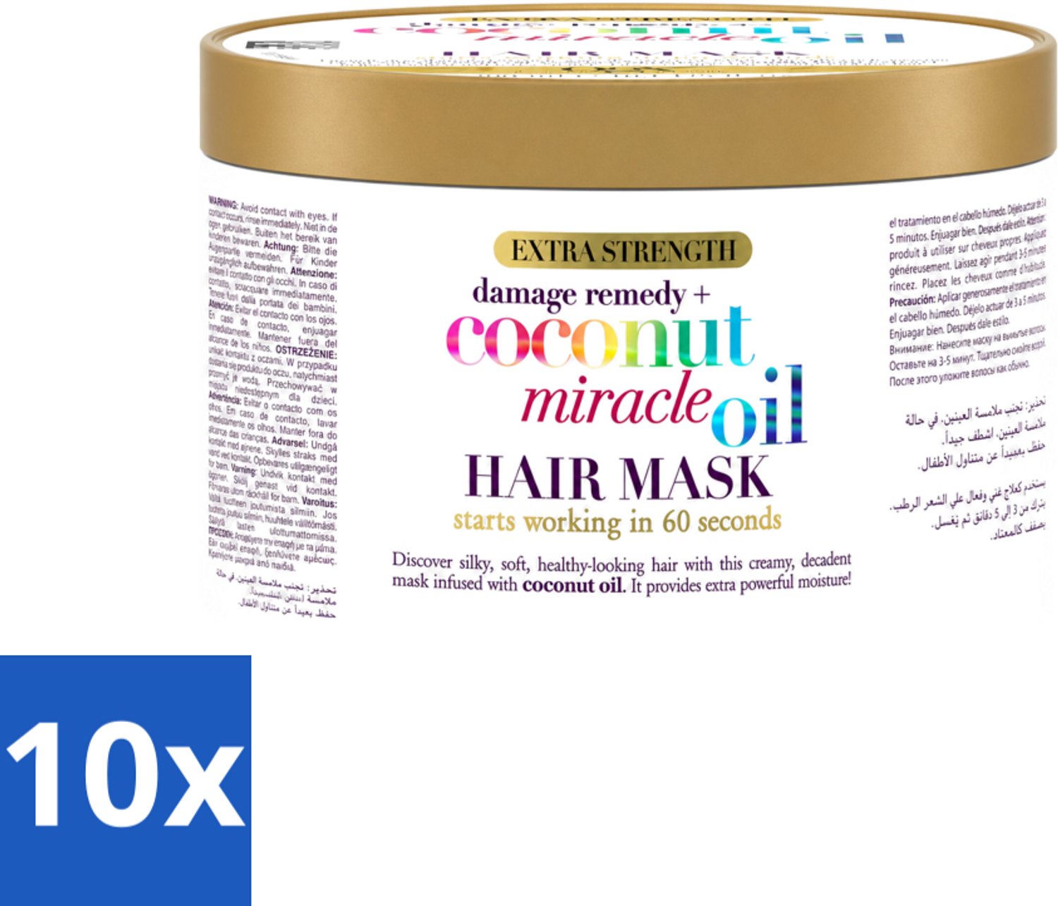 10 x OGX - Coconut Miracle Oil - Haarmasker - Intens Voedend - Voor Beschadigd Haar - 300 ml - Voordeelverpakking - 10 stuks