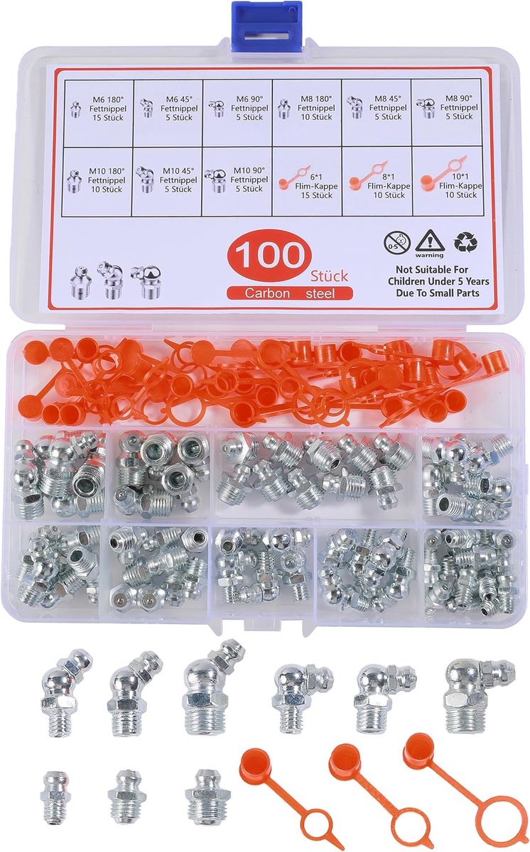 100 stuks, vetoplosser, M6, M8, M10 smeernippels, oliesproeiers, geschikt voor de meeste auto's, motorfietsen