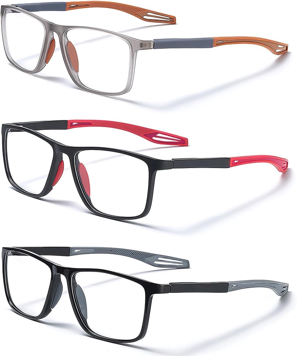 Brillen, leesbril, schokbestendig, anti-blauw licht, flexibel, rechthoekig montuur, bril, uniseks, bril, vergrootglas, antislip, klassieke vorm, sterke veer scharnieren