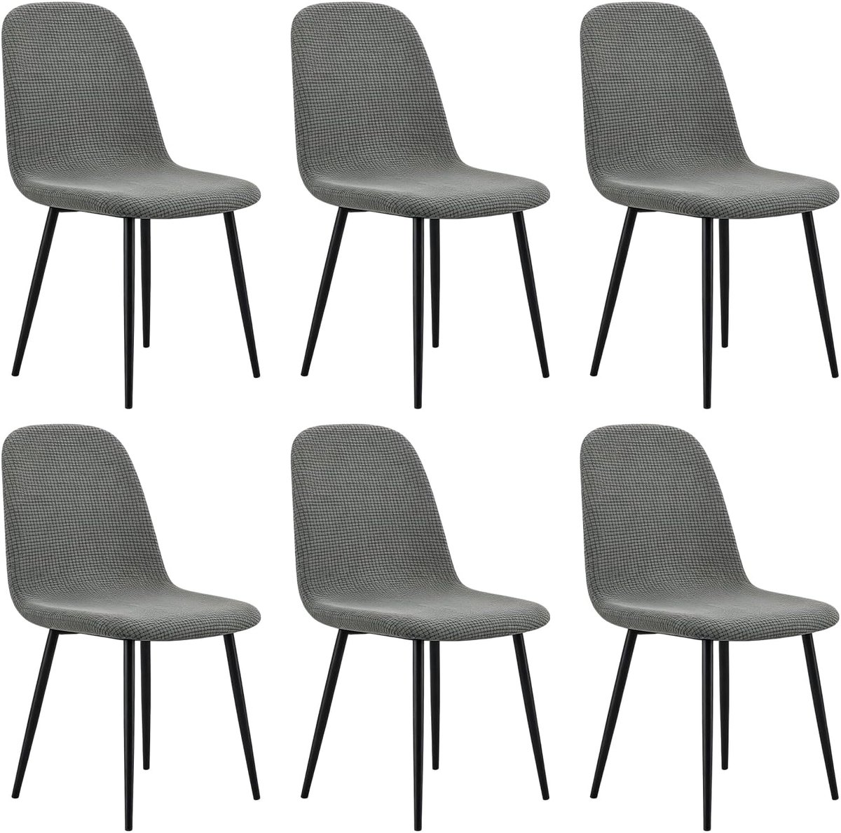 4 stuks stretch stoelhoezen jacquard eetkamerstoelhoezen: afneembare jacquard verdikte elastische eetkamerstoelhoezen, stoelhoezen voor hotel, banket, bruiloft, feestdecoratie (donkergrijs)