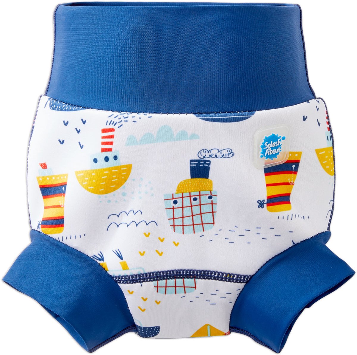Splash About Happy Nappy – Herbruikbare Zwemluier – Neopreen – Lekvrije Pasvorm, Tug Boats, 6-12 maanden