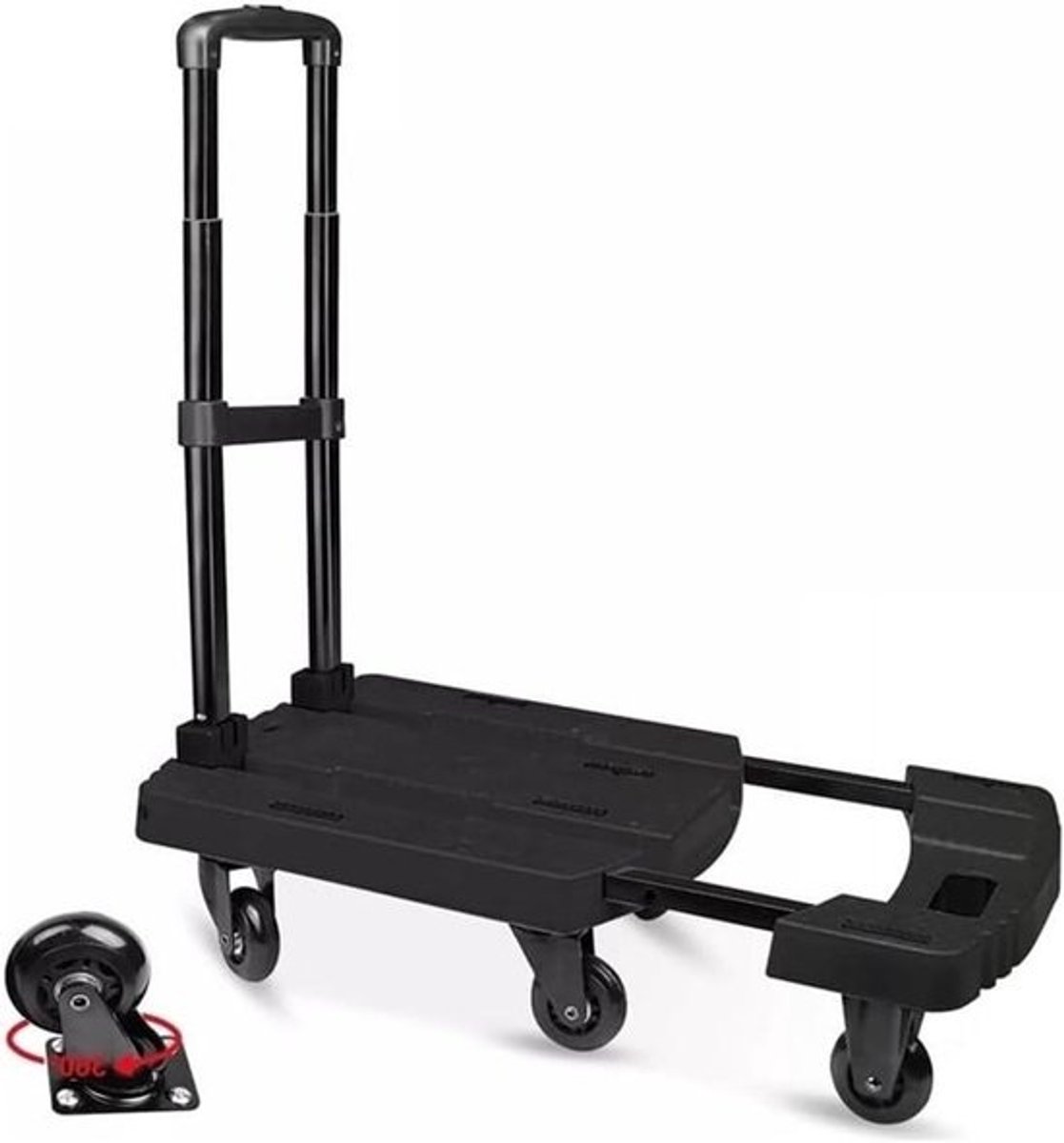 Handwagen, Opvouwbare handkar 530 lb zware 6-wielige kar for verhuizingen en bagage,Opvouwbare handwagen(Black)