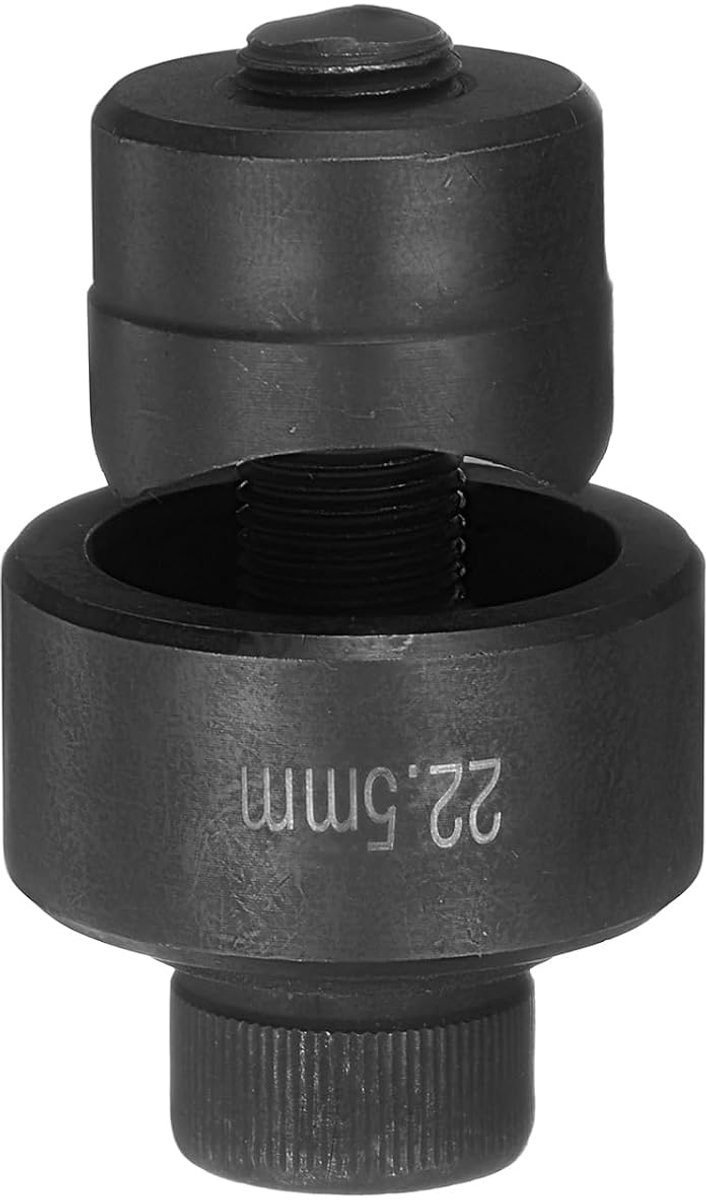 Perforator voor plaat met gat 22,5 mm, handmatige stansset, directe verwijdering, nauwkeurige snede, staal, lagers, voor metalen plaat, gootsteen, roestvrij staal, zwart