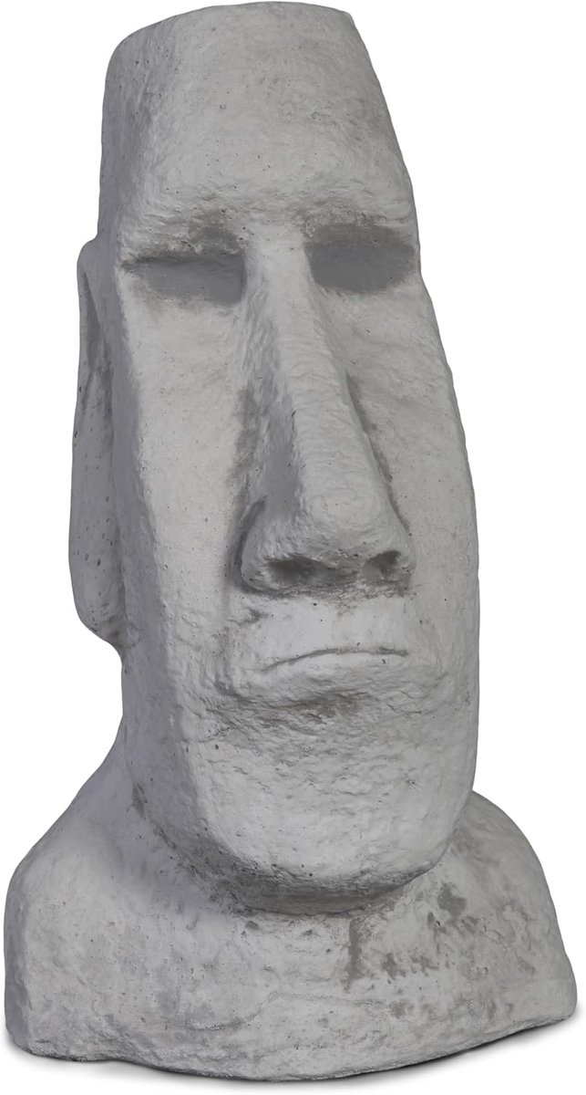 Gartendekoparadies.de Massief stenen figuur Moai stenen beeld paaseiland hoofd, hoogte 40 cm, oppervlak 24 x 16 cm, grijs, 11 kg, van gegoten steen vorstbestendig