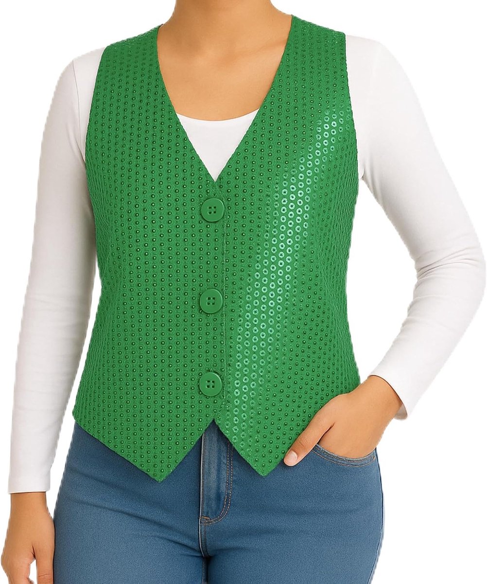 Paillettenvest voor kinderen, uniseks, voor dans, theater, shows, feestjes en kostuums