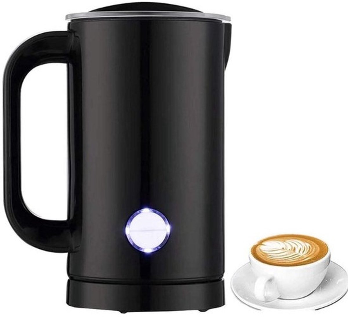 Melkopschuimer Elektrisch - Koffie Opschuimer - Warme Koude Drankjes - Ultrabestendig Ontwerp - 200 ml - Zwart