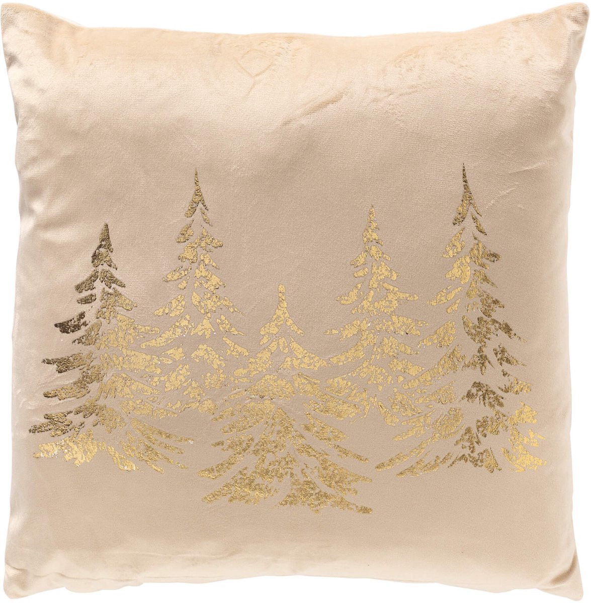 PINEGROVE - kussenhoes 45x45 cm - fluweel - dennenbomen - Summer Sand - beige, goud
