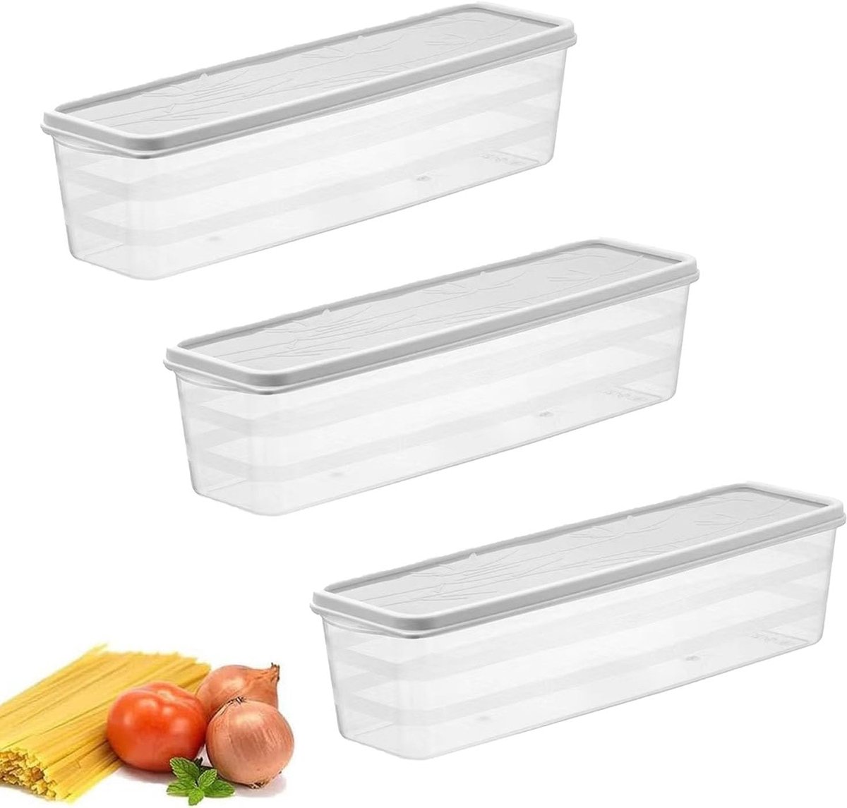 Set van 3 spaghettiboxen transparant (grijs)