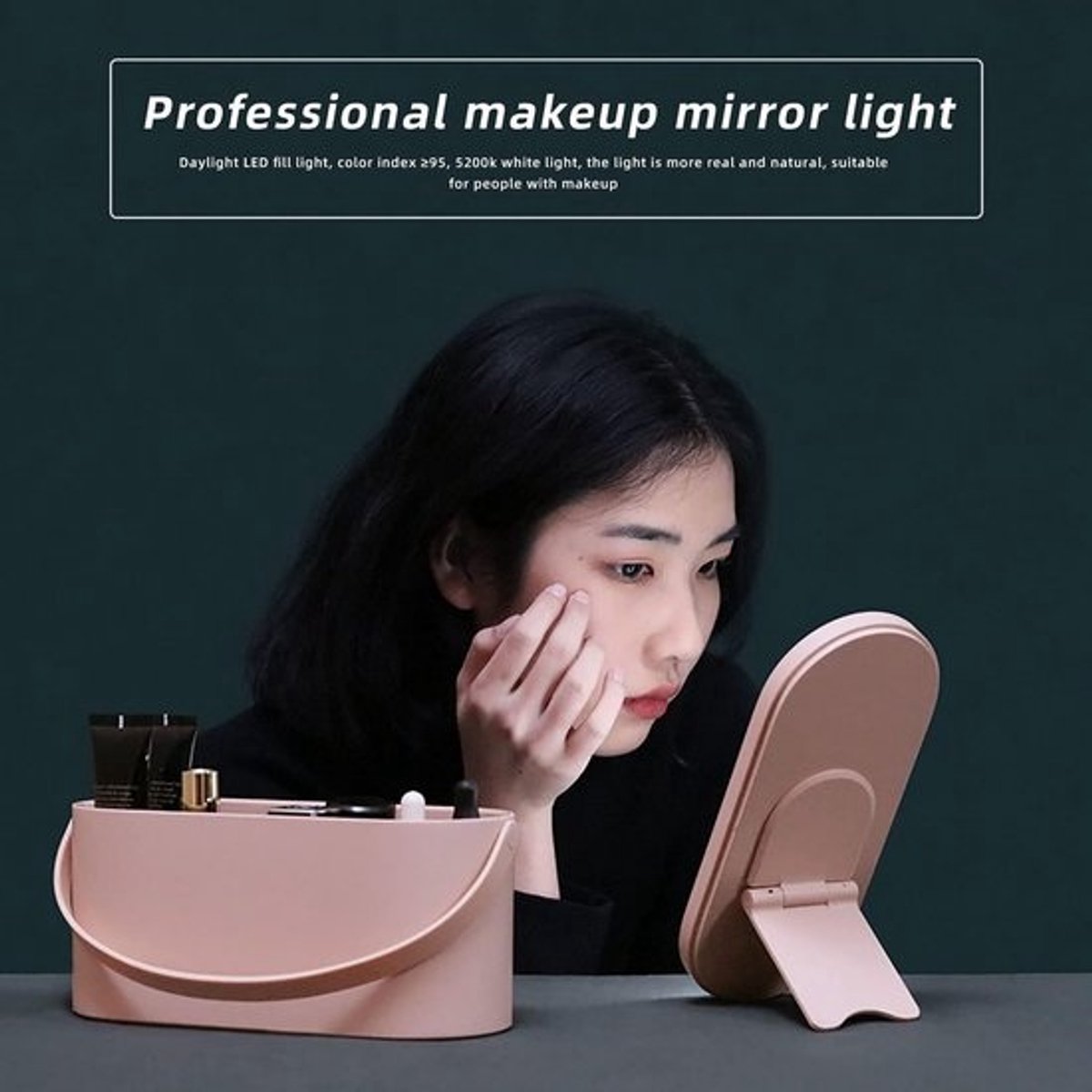Draagbare Make-up Koffer met Verlichte LED Spiegel Organizer