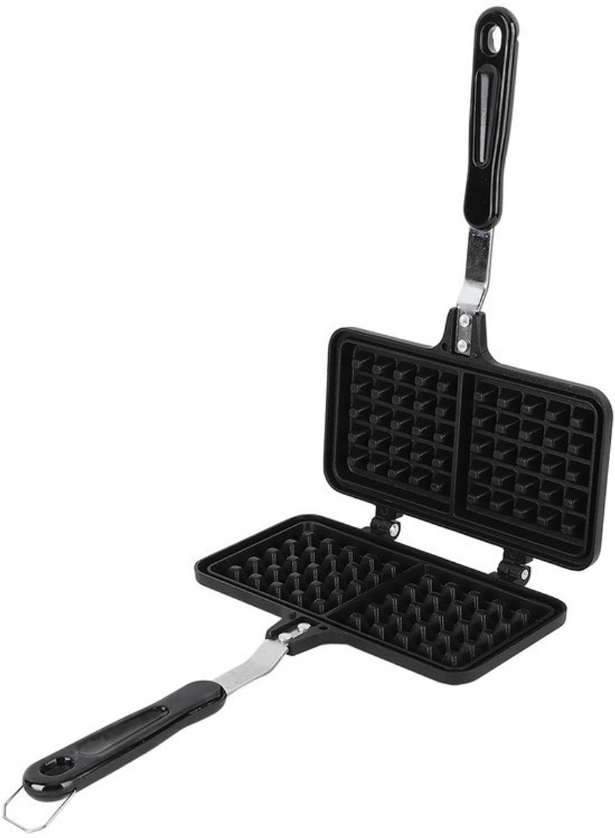 Dailygoods- Wafelpan Dubbele Wafel Bakken - Aluminium - Antiaanbaklaag - Compact Ontwerp - Voor Binnen/Buiten Gebruik - Efficiënt Ontbijt - Wafelmaker
