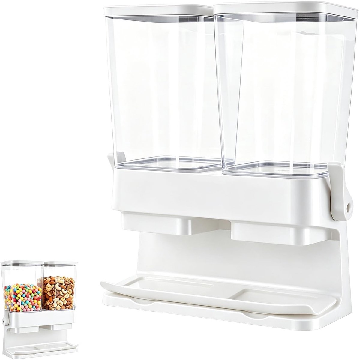Rijst dispenser - Wit - 6 liter - Transparante mueslidispenser met vacuümafdichting - Voor granen en noten