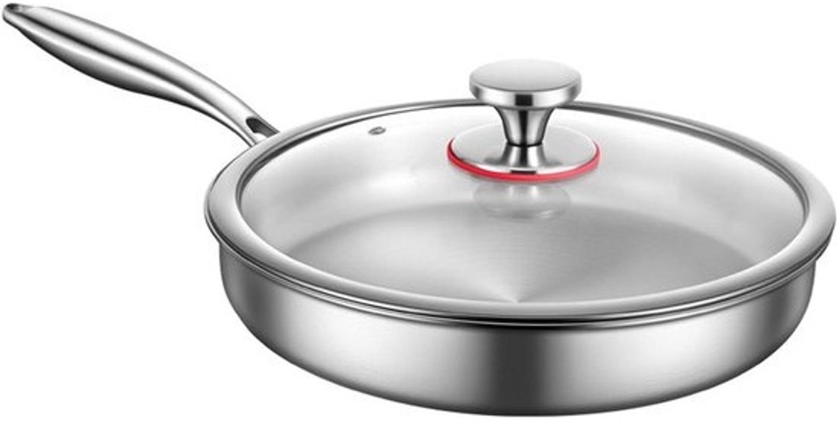 Rvs Wokpan - Koekenpan Sauteerpan - Keuken Koken - 7-laags Composiet - 30cm - Zilverkleurig